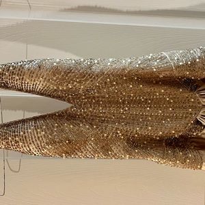 Champagne and Gold colored dress.